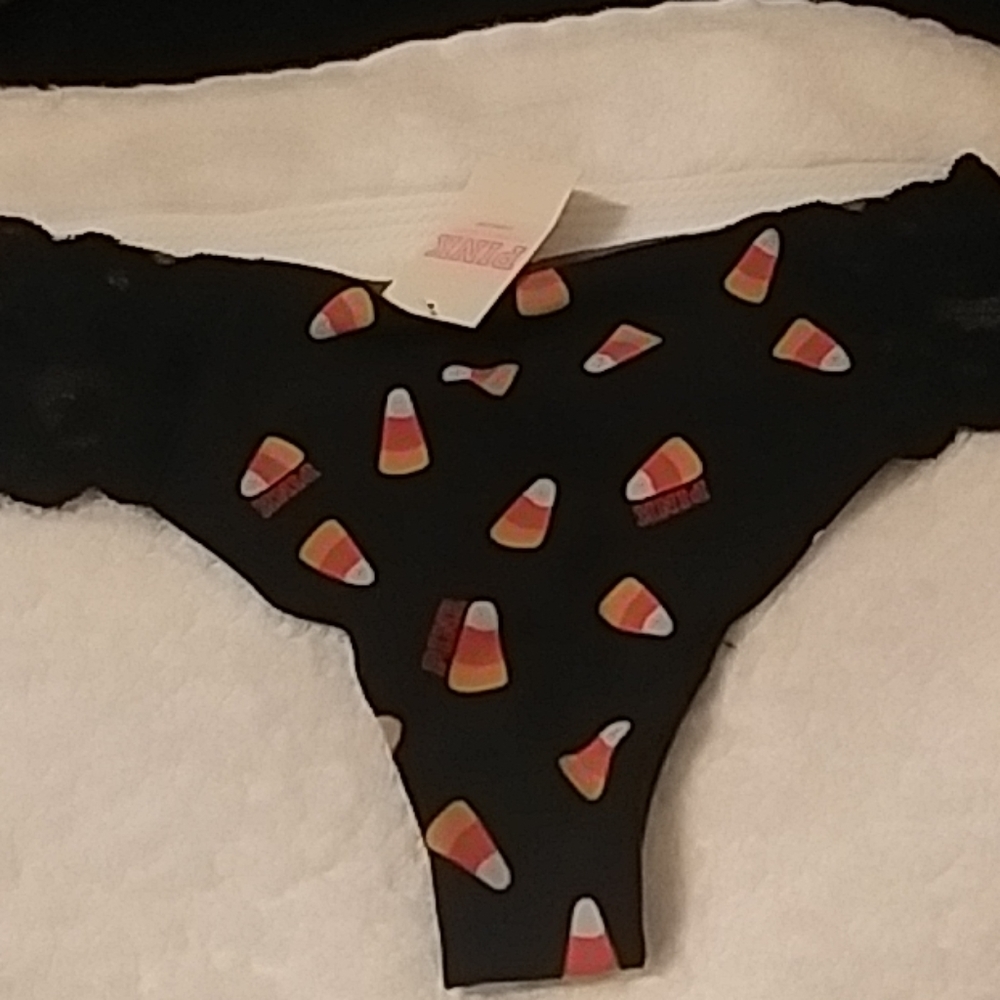 NWT PINK Victoria's Secret Candy Corn thong